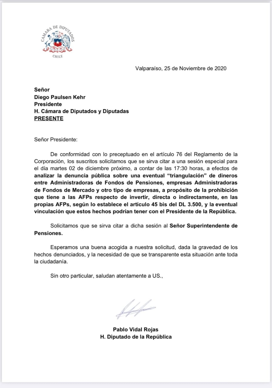 Diputado Pablo Vidal pide sesión especial para indagar presunta ...